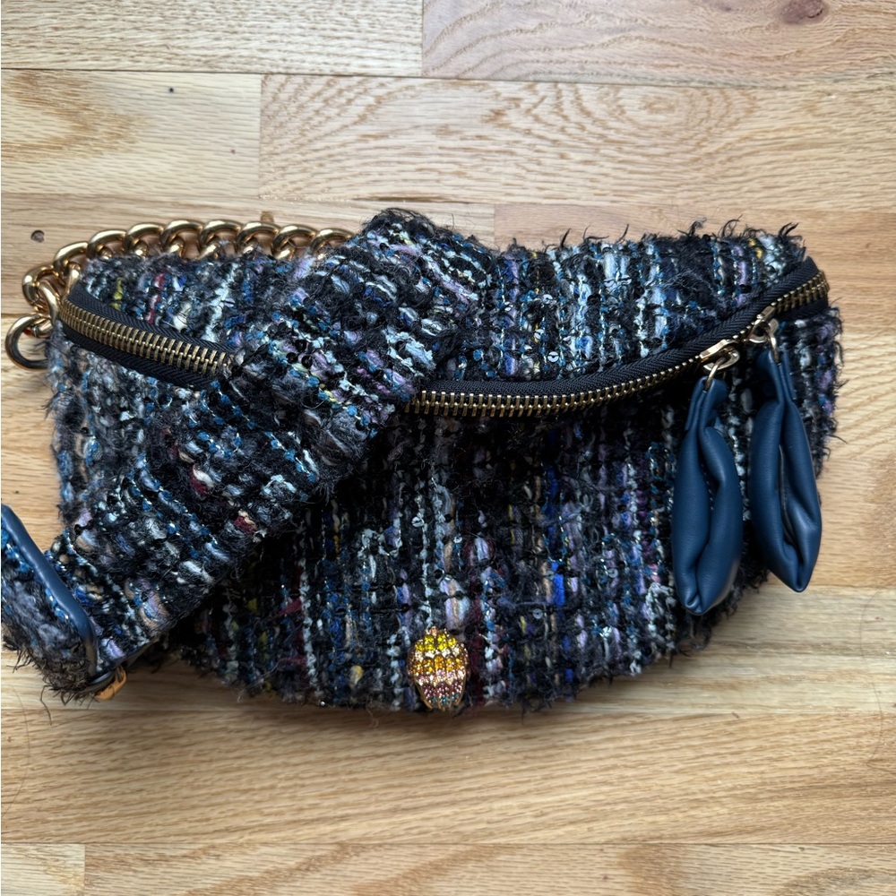 Kurt Geiger Chic Tweed Crossbody Bag with Gold Chain belt bag